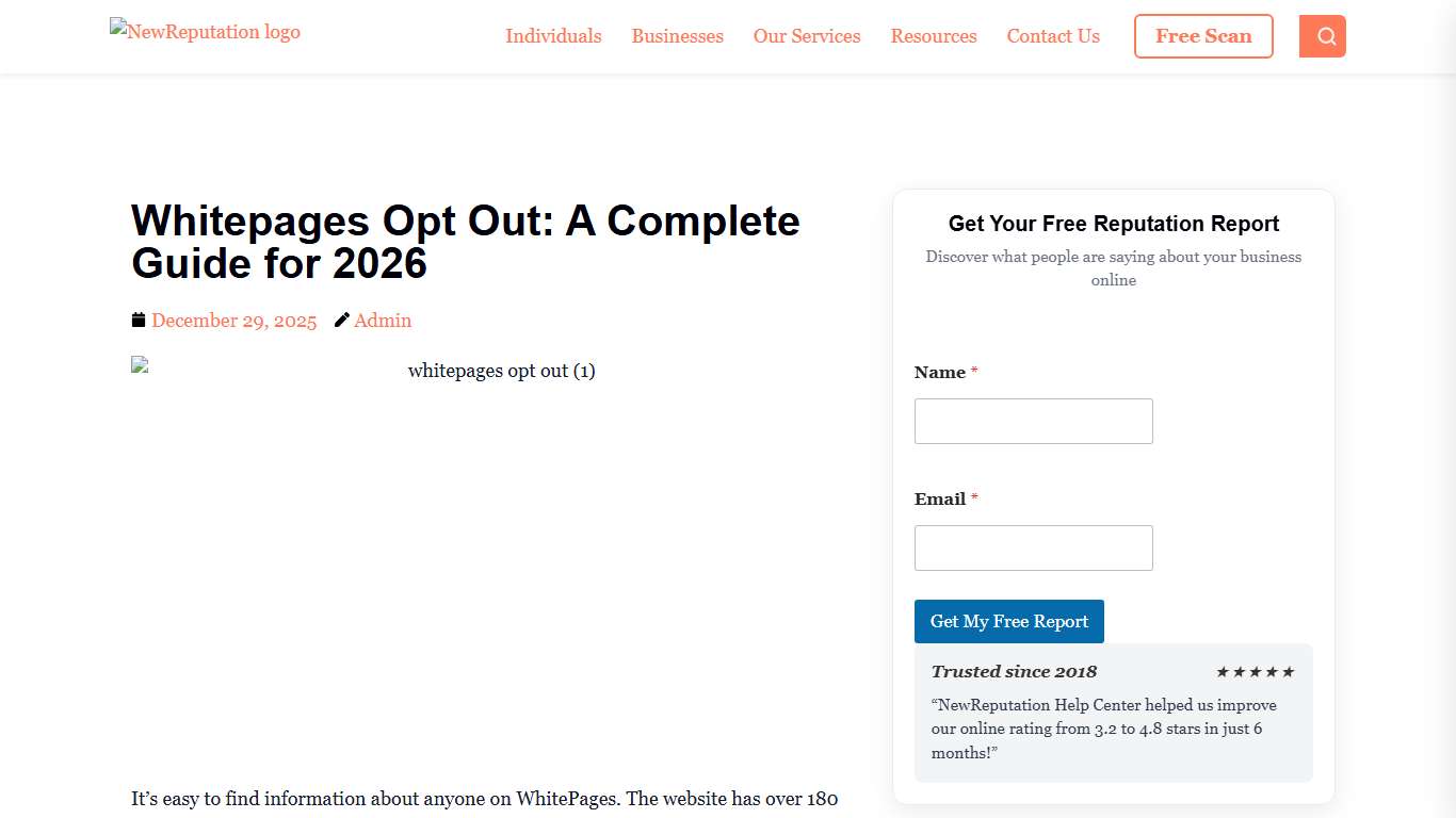 Whitepages Opt Out: A Complete Guide for 2026 | NewReputation Help Center